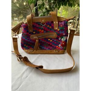 Trades of Hope Cloth Embroidered Colorful Purse Backpack 10x12x5 inches EUC